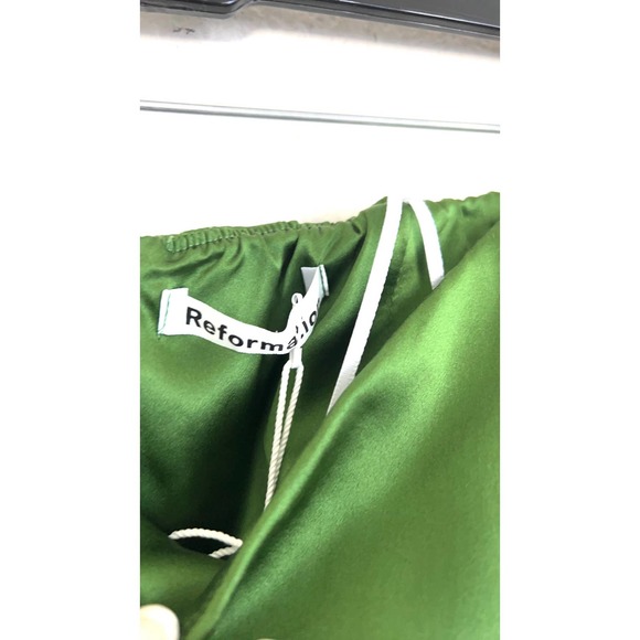 Reformation Joanne Silk Dress Green US4 - Picture 6 of 14